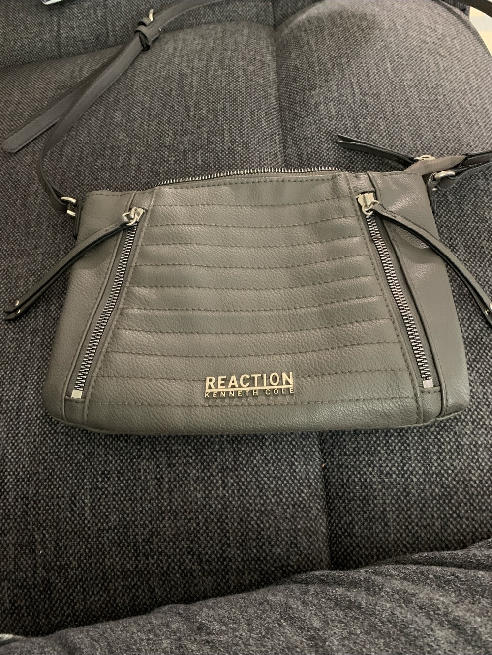 Kenneth Cole Reaction Quilted Crossbody in Charcoal Gray with Silver Hardware